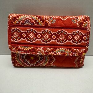 Vera Bradley PAPRIKA Euro WALLET TriFold Orange Retired Pattern